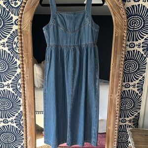 Madewell Denim Apron Midi Dress in Clemons Wash